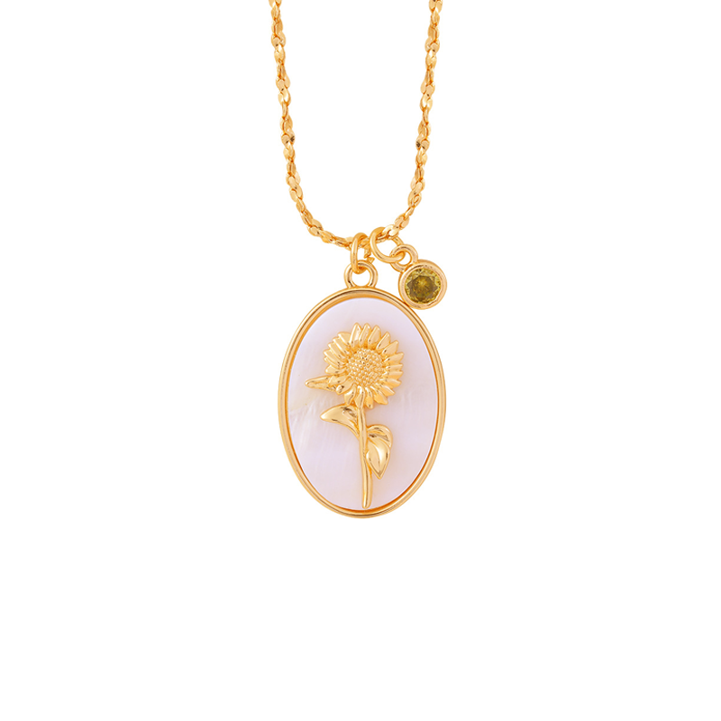 Gold Birth Flower Necklace - csjewellery.net