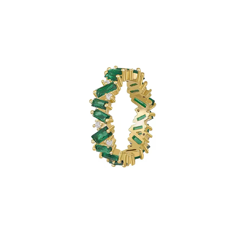 Green Crystal Irregular Gold Rings - csjewellery.net