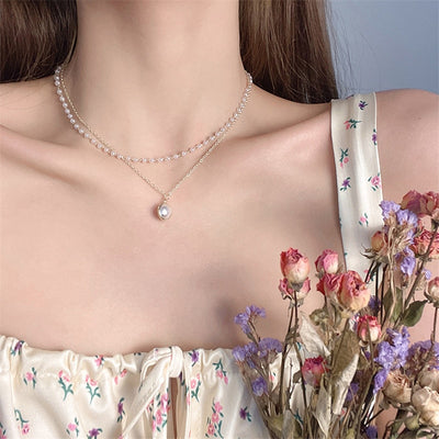 Pop Pearl  Luxury Pearl Pendant Double Necklace - csjewellery.net