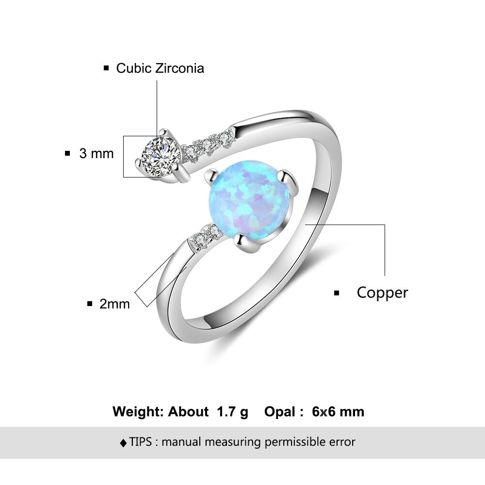 925 Sterling Silver Round Opal Rings - csjewellery.net
