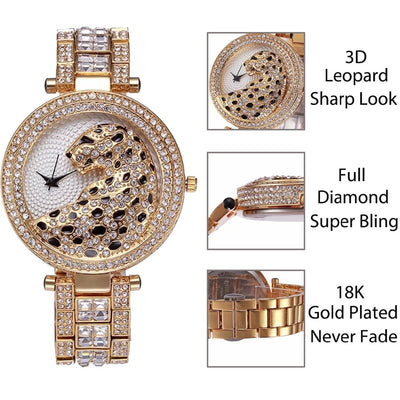 Crystal Diamond Leopard Quartz Watch