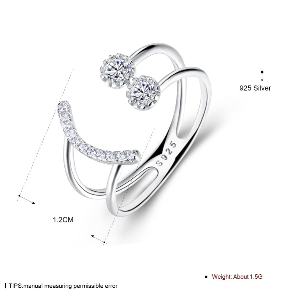 Resizable 925 Sterling Silver Cubic Zirconia Ring - csjewellery.net
