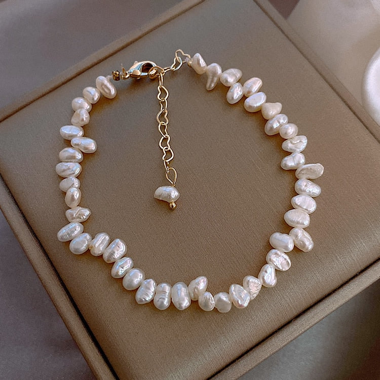 Simple White Natural Freshwater Pearl Bracelet - csjewellery.net