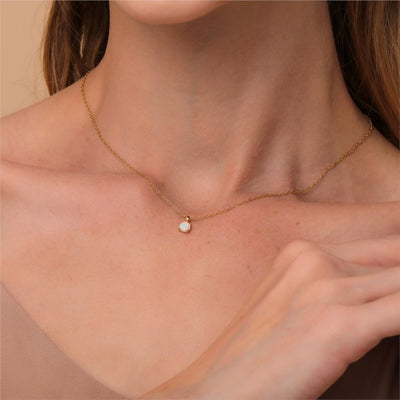 18k Gold Plated Opal Ladies Necklace - csjewellery.net