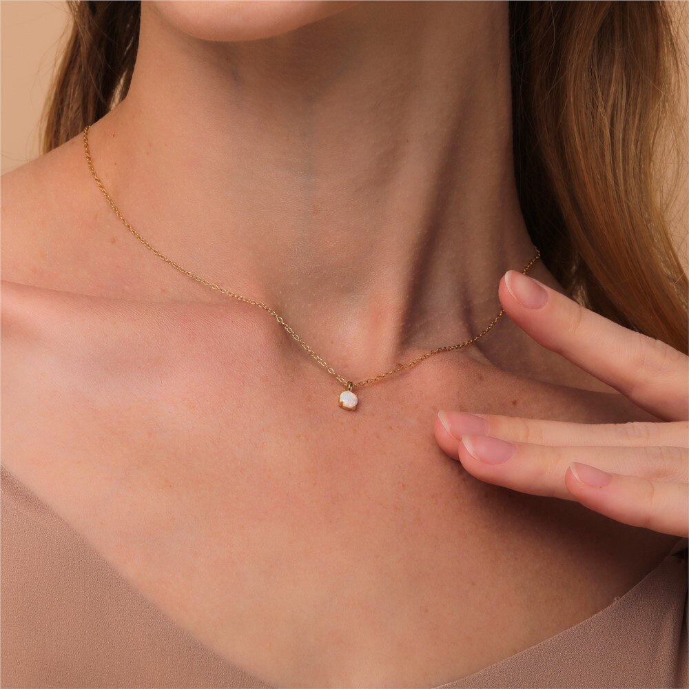 18k Gold Plated Opal Ladies Necklace - csjewellery.net